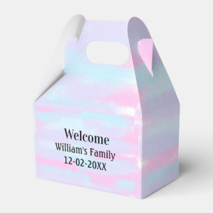 simple minimal monogram logo personalised welcome favour box
