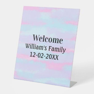 simple minimal monogram logo personalised welcome pedestal sign