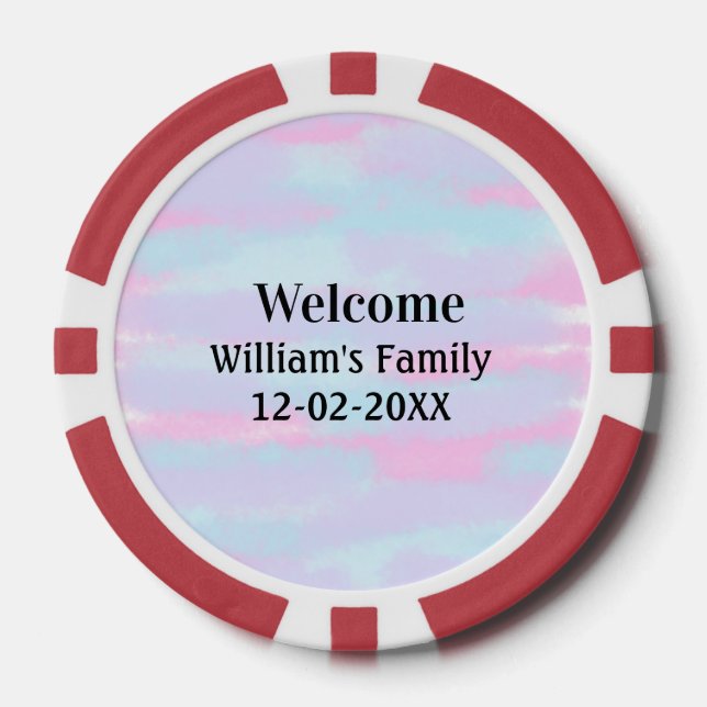 simple minimal monogram logo personalised welcome poker chips (Front)