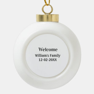 simple minimal monogram logo personalized baking   ceramic ball christmas ornament