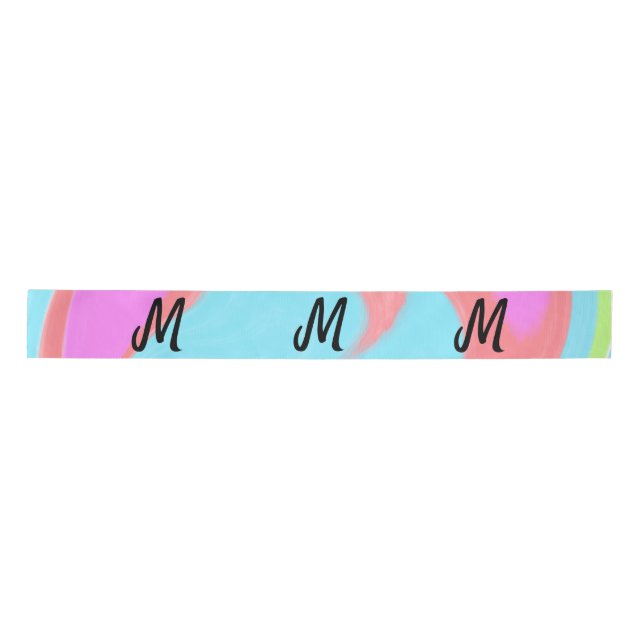 simple minimal monogram logo personalized baking   satin ribbon (Front)