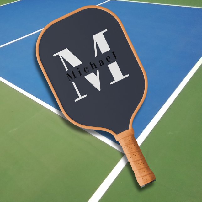 Simple Minimal Monogram Monogrammed Name + Initial Pickleball Paddle (Creator Uploaded)
