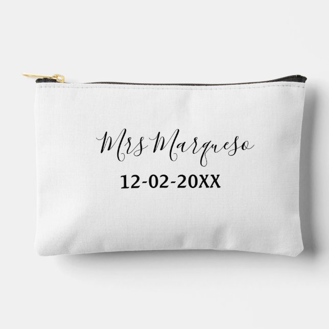 simple minimal monogram mrs Mr name date year Thro Accessory Pouch (Front)