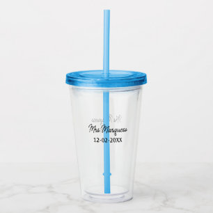 simple minimal monogram mrs Mr name date year Thro Acrylic Tumbler