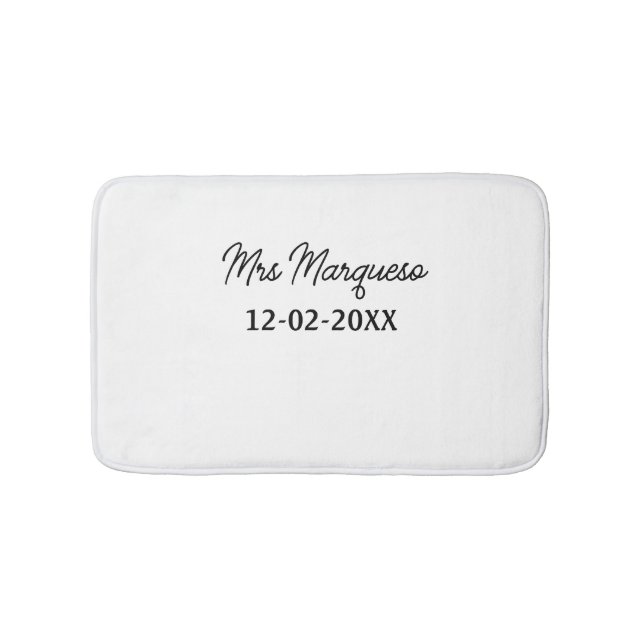 simple minimal monogram mrs Mr name date year Thro Bath Mat (Front)