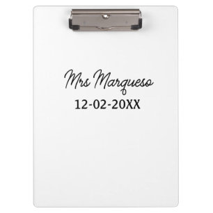 simple minimal monogram mrs Mr name date year Thro Clipboard
