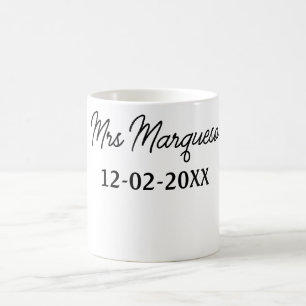 simple minimal monogram mrs Mr name date year Thro Coffee Mug