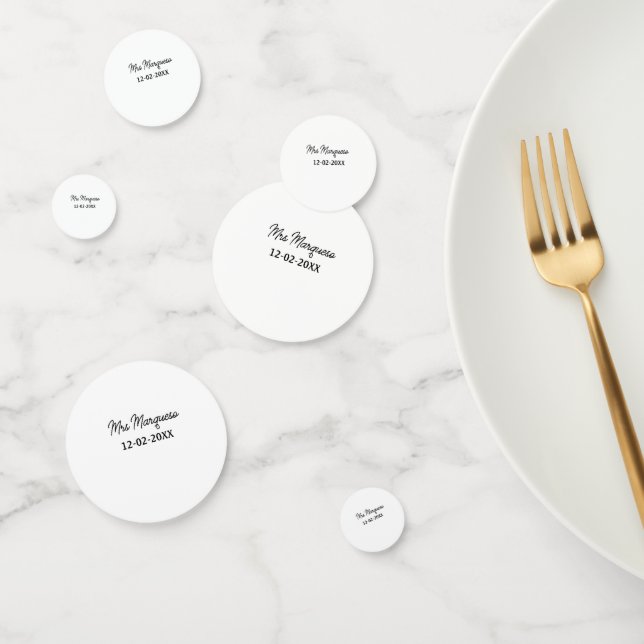 simple minimal monogram mrs Mr name date year Thro Confetti (Group)