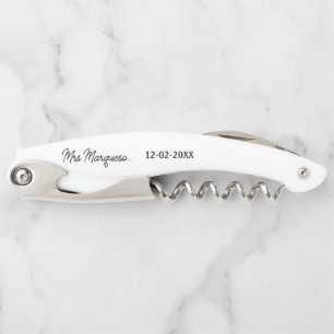 simple minimal monogram mrs Mr name date year Thro Corkscrew