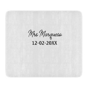 simple minimal monogram mrs Mr name date year Thro Cutting Board