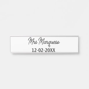 simple minimal monogram mrs Mr name date year Thro Door Sign