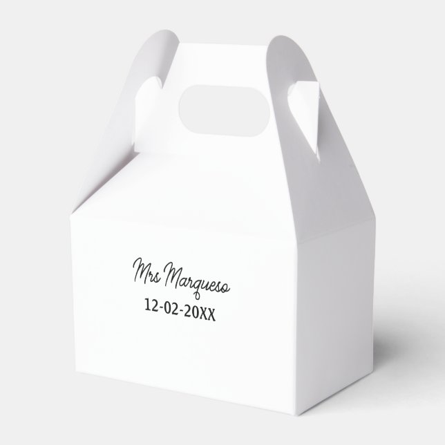 simple minimal monogram mrs Mr name date year Thro Favour Box (Front Side)