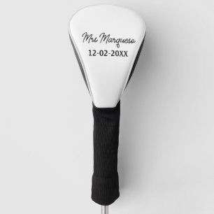 simple minimal monogram mrs Mr name date year Thro Golf Head Cover