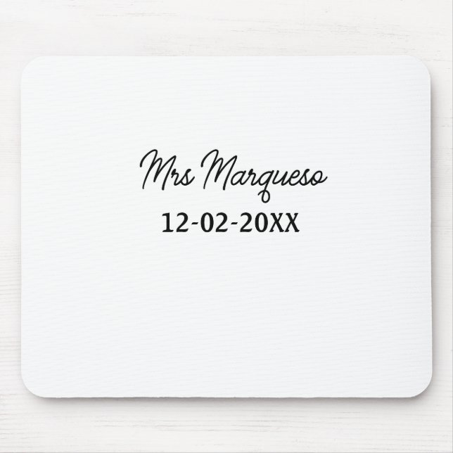simple minimal monogram mrs Mr name date year Thro Mouse Pad (Front)