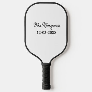 simple minimal monogram mrs Mr name date year Thro Pickleball Paddle