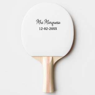 simple minimal monogram mrs Mr name date year Thro Ping Pong Paddle