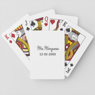 simple minimal monogram mrs Mr name date year Thro Playing Cards