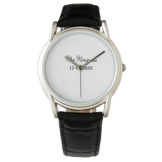 simple minimal monogram mrs Mr name date year Thro Watch (Front)