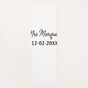 simple minimal monogram mrs Mr name date year Thro Yoga Mat
