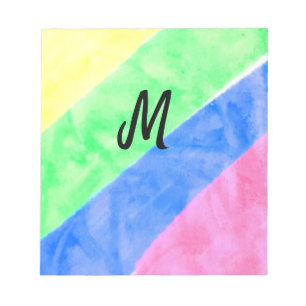 simple minimal monogram personalised watercolor st notepad