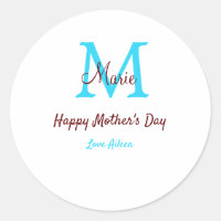 simple minimal mother's day blue monogram pink nam