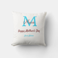 simple minimal mother's day blue monogram pink nam