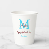 simple minimal mother's day blue monogram pink nam
