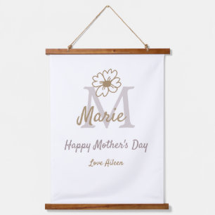 simple minimal mother's day monogram golden gray f hanging tapestry