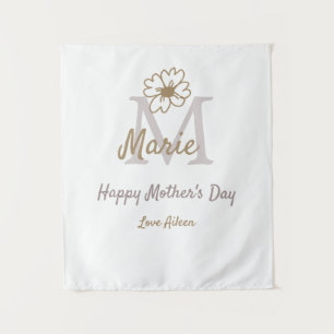 simple minimal mother's day monogram golden gray f tapestry