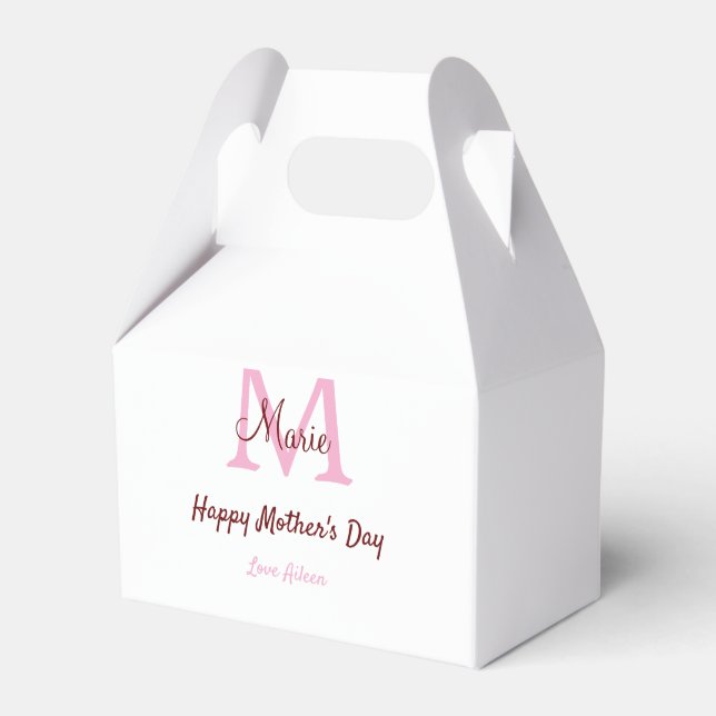 simple minimal mother's day monogram pink name tex favour box (Front Side)