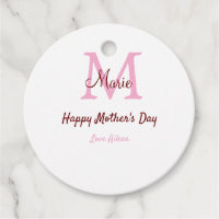 simple minimal mother's day monogram pink name tex