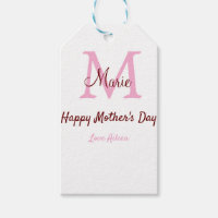 simple minimal mother's day monogram pink name tex