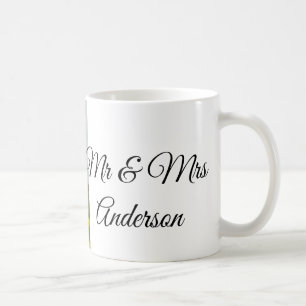 Simple minimal mr and mrs add your name photo wedd coffee mug
