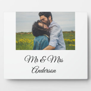 Simple minimal mr and mrs add your name photo wedd plaque