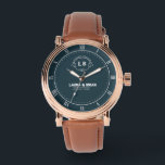 Simple Minimal navy blue Monogram couple names Watch<br><div class="desc">Vintage Luxury Style Couple Names Monogram Watch – A timeless and sophisticated personalized watch designed for couples who appreciate elegance and classic charm. This exquisite timepiece features a luxurious vintage-inspired design, customizable with couple names, initials, and a special date, making it the perfect keepsake for weddings, anniversaries, and romantic celebrations....</div>