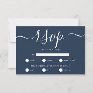 Simple Minimal Navy Blue Wedding Enclosure RSVP Card