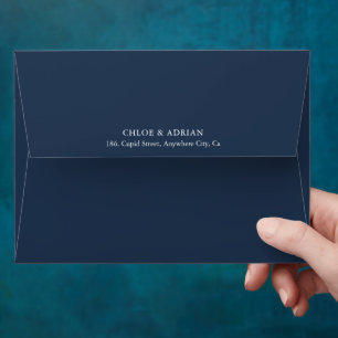 Simple Minimal Navy Blue Wedding Envelope