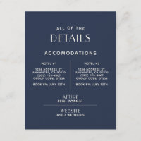 Simple Minimal Navy Ecru Wedding Details Enclosure