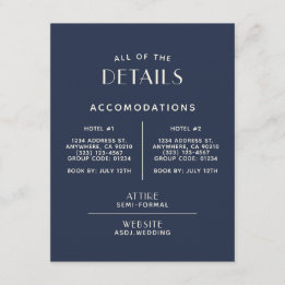 Simple Minimal Navy Ecru Wedding Details Enclosure
