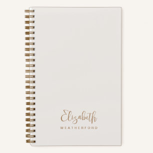 Simple Minimal Neutral Calligraphy Script Name Notebook