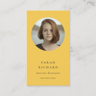 Simple Minimal Ochre Yellow Professional Photo Business Card