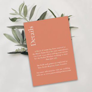 Simple Minimal Orange Citrus Wedding Details Enclosure Card