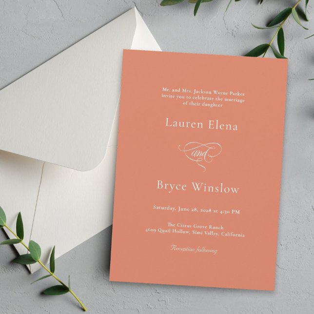 Simple Minimal Orange Citrus Wedding Invitation (Creator Uploaded)