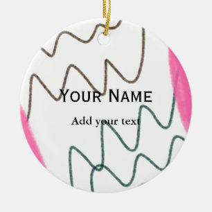 Simple minimal orange stripes watercolor add name ceramic tree decoration