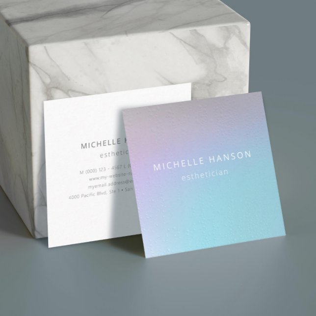 Simple Minimal Pastel Rainbow Purple Turquoise Square Business Card (Creator Uploaded)