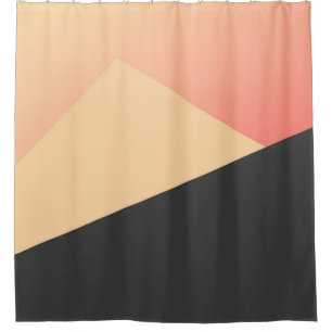 Simple Minimal Peach, Coral, & Black Geometric Shower Curtain