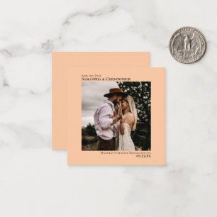Simple Minimal Peach Wedding Save the Date Mini Card