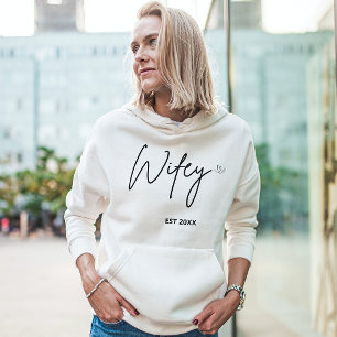 Simple minimal Personalised Wifey Script Est year Sweatshirt