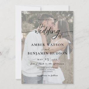 Simple Minimal Photo Calligraphy Modern Wedding Invitation