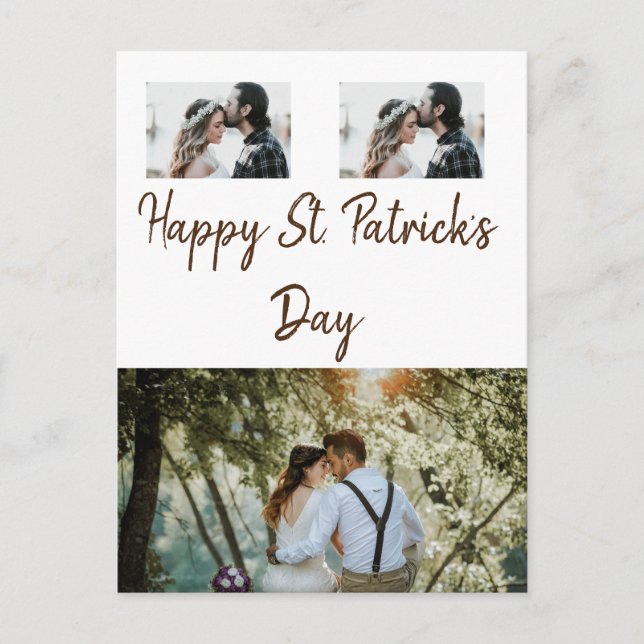 Simple minimal photo collage happy st. patricks da postcard (Front)